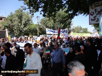 اساتید، کارکنان و دانشجویان دانشگاه فرهنگیان استان  همگام با سایر اقشار ملت در راهپیمایی روز جهانی قدس شرکت کردند