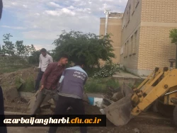 پایان عملیات اجرایی لوله کشی آب محوطه مرکز آموزش عالی 2