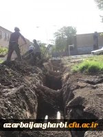 پایان عملیات اجرایی لوله کشی آب محوطه مرکز آموزش عالی 3