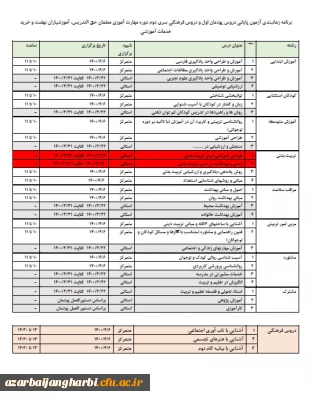 برنامه زمانبندی آزمون پایانی دروس پودمان اول و دروس فرهنگی سری دوم دوره مهارت آموزی معلمان حق التدریس ، آموزشیاران نهضت و خرید خدمات آموزشی