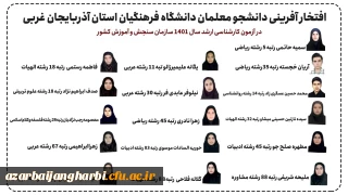 افتخار آفرینی داننشجو معلمان دانشگاه فرهنگیان در آزمون کارشناسی ارشد 1401 سازمان سنجش و آموزش کشور: 